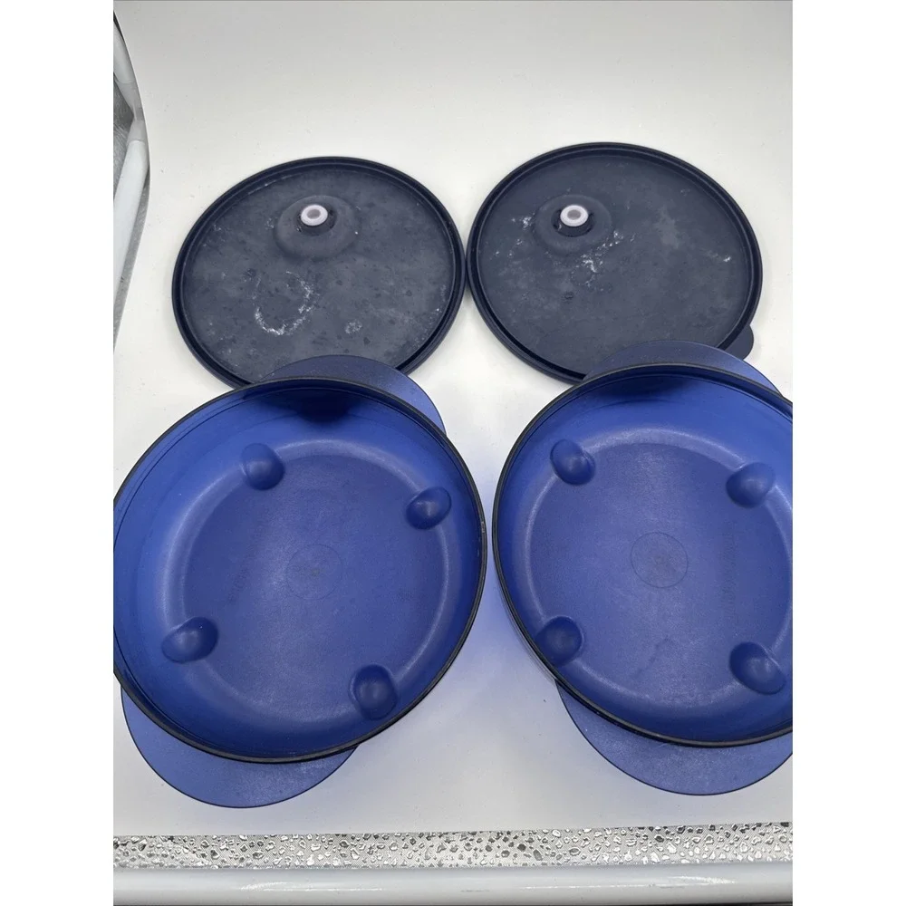 Lot Of 2 TUPPERWARE VENT N SERVE ROUND 1.75 C VENTED MICROWAVE BOWL‎  Leftover